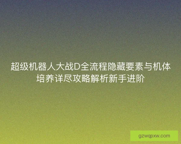 超级机器人大战D全流程隐藏要素与机体培养详尽攻略解析新手进阶